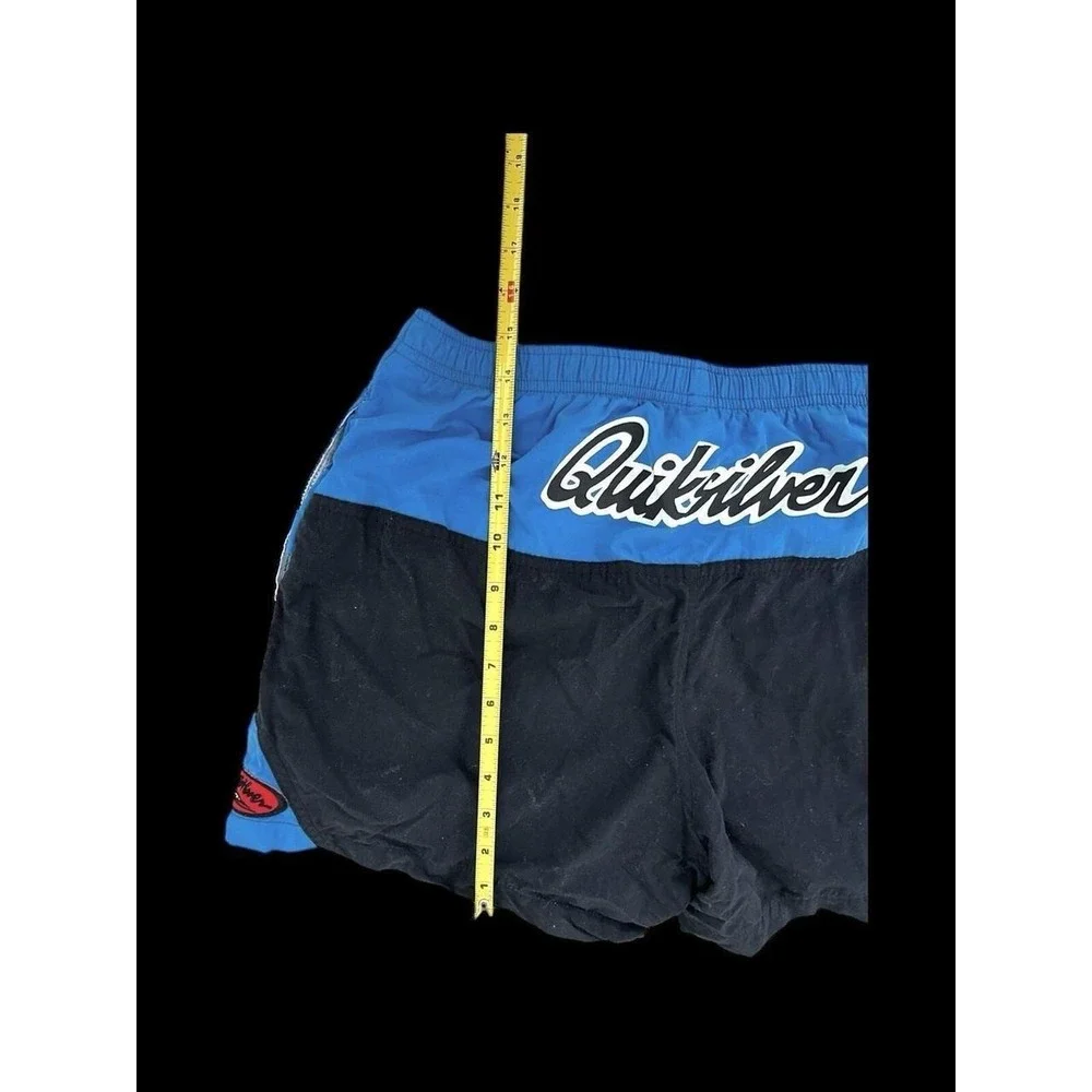 Vintage Y2K Quicksilver Swim Shorts Made In USA Red Men's Sz Large/XL Blue Black